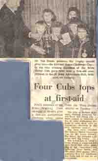 Press cutting · ·Four cubs tops on first-aid·