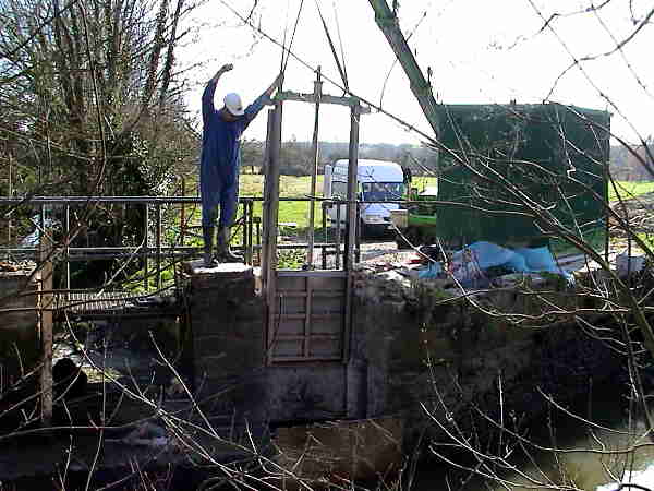 The new sluice gates being installed