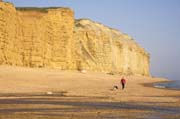 070615-Walking_the_dog_on_Hive_Beach_near_Burton_Cliff-Robert_Belbin